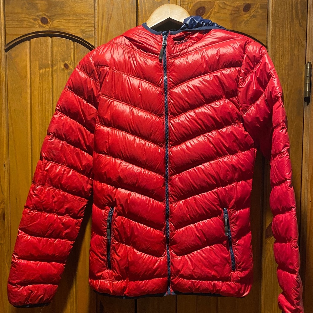 James & Nicholson Puffy Down Jacket Women's, Small, Red/Blue